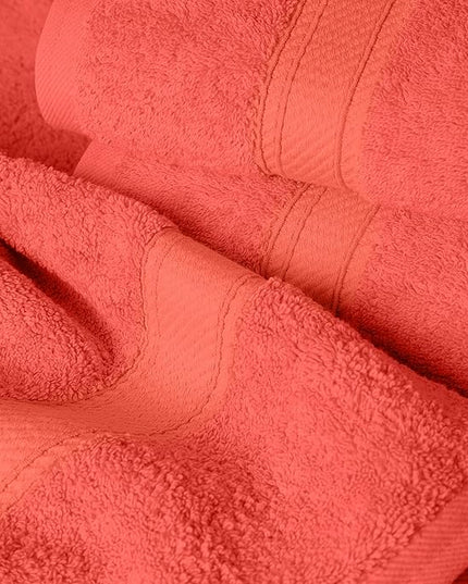 Superior Egyptian Cotton Pile 6 Piece Towel Set, Includes 2 Bath, 2 Hand, 2 Face Towels/Washcloths, Ultra Soft Luxury Towels, Thick Plush Essentials, Guest Bath, Spa, Hotel Bathroom, Coral