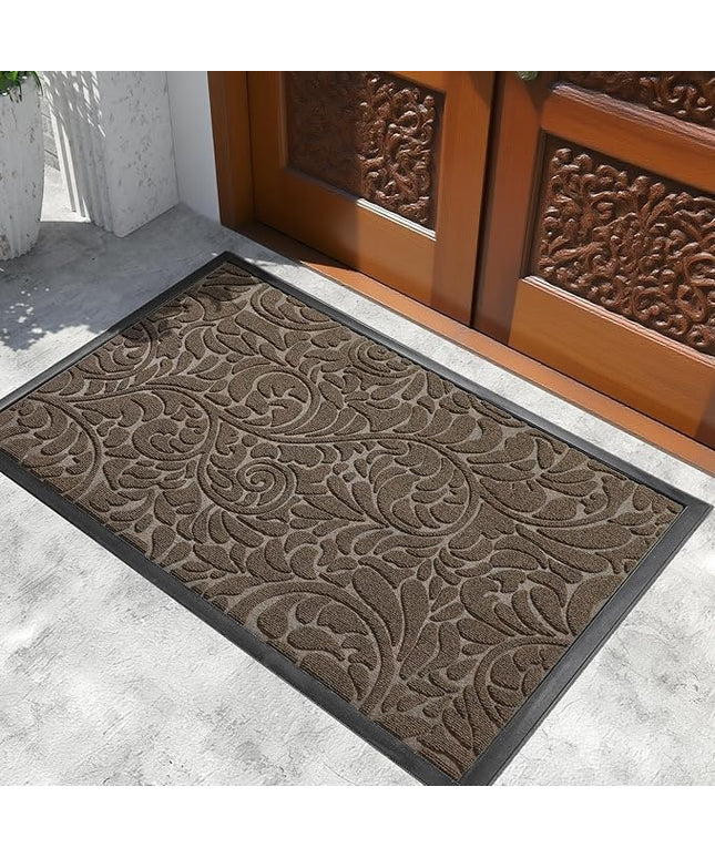 Yimobra Extra Large Door Mat 60x36, Waterproof Sturdy Outdoor Mats for Front Door, Heavy Duty Non-Slip Doormat for Garage Patio Entryway Indoor, Easy Clean, Brown