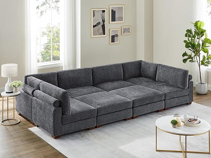 VANOMi Large Modular Sectional Sofa, Oversized Couch with Ottoman, Cloud Couch Deep Seat Sofa with Thick Cushion, Convertible Sectional Couches for Living Room Office Apartment