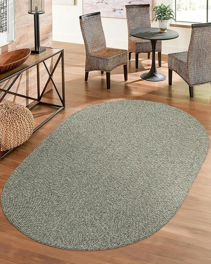 Seasons SE65 Spring Green 4' x 6' Oval - Braided Area Rug, Home Decor, Floor Mat or Bedroom Rug - Easy Care, Ideal for High Traffic Areas in Hallway and Living Room - Made in USA