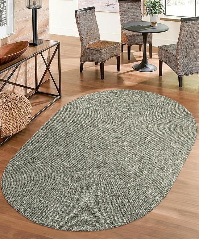 Seasons SE65 Spring Green 7' x 9' Oval - Braided Area Rug, Home Decor, Floor Mat or Bedroom Rug - Easy Care, Ideal for High Traffic Areas in Hallway and Living Room - Made in USA