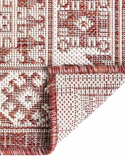 Rugs.com Outdoor Aztec Collection Rug – 3' x 5' Rust Red Flatweave Rug Perfect for Living Rooms, Large Dining Rooms, Open Floorplans