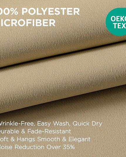 Joydeco Blackout Curtains 90 Inches Long 1 Panel, Thermal Insulated Long Curtains& Drapes 1 Piece, Room Darkening Grommet Drapes for Living Room Bedroom Window (W70 x L90 Inch, Beige)