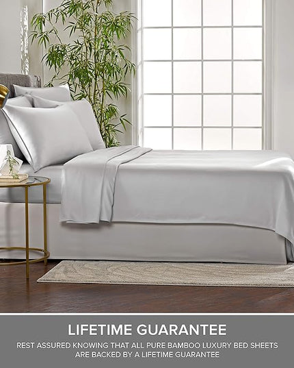 Pure Bamboo Short Queen Sheets for RV Camper (60"x75") - Genuine 100% Organic Viscose Derived from Bamboo Bed Sheet Set, Soft & Cooling, 2 Year Quality Promise (Short Queen, Silver Pearl)