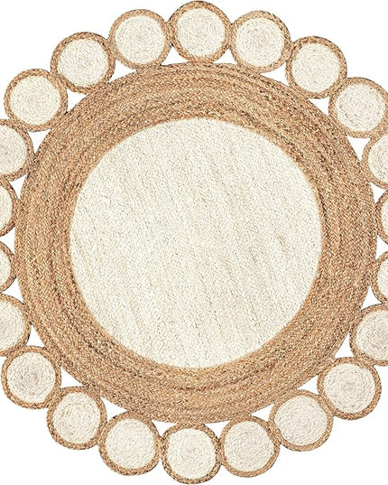 JONATHAN Y Skye Two-Tone Jute Circle Cream/Natural 6' Round Indoor Area Rug, Geometric, Cottage, Easy-Cleaning for Living Room, Bedroom, Kitchen, Pet Friendly, Non-Shedding (RNF113A-6R)