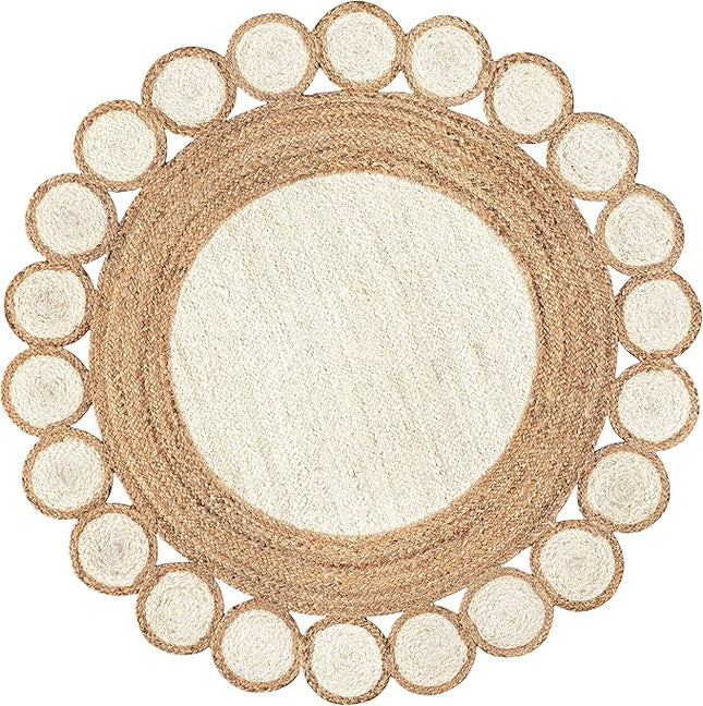 JONATHAN Y Skye Two-Tone Jute Circle Cream/Natural 6' Round Indoor Area Rug, Geometric, Cottage, Easy-Cleaning for Living Room, Bedroom, Kitchen, Pet Friendly, Non-Shedding (RNF113A-6R)