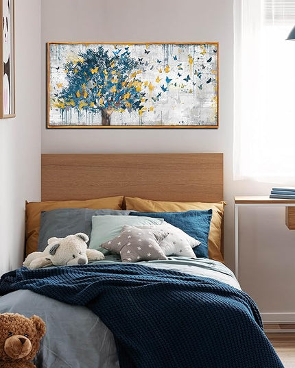 Framed Canvas Wall Art for Living Room Bedroom Office Large Tree of Life Wall Art Butterfly Tree Picture Modern Canvas Prints Decor Size 20x40