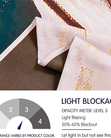 SUBRTEX Light Flitering Curtains 52Wx108L, Room Darkening Vibrant Floral Drapes, 50% Blackout, Semi Sheer Boho Farmhouse Curtains for Living Room, Brown
