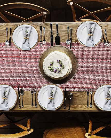 Urban Villa Table Runner 100% Cotton Two Tone Tablerunner Home Kitchen Dining Décor Table Runner 14''x72'' Red/White Table Runner with Fringes Cocktail Parties Wedding BBQ's Everyday use Table Runner