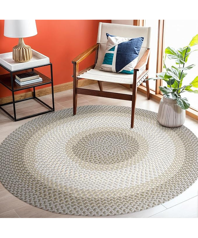 Tranquility TQ62 Frost 4' x 4' Round - Braided Area Rug, Home Decor, Floor Mat or Bedroom Rug - Easy Care, Ideal for High Traffic Areas in Hallway and Living Room - Made in USA