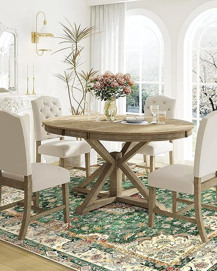5'x7' Area Rugs Washable,Green Rug for Living Room Bedroom,Large Boho Vintage Bohemian Distressed Oriental Carpet Non Slip,Retro Sage Floral