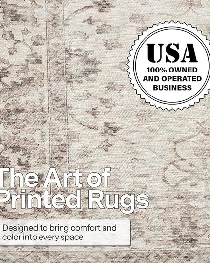 ReaLife Rugs Machine Washable Area Rug - Living Room Bedroom Bathroom Kitchen Entryway Office - Padded Crease Free Stain Resistant Premium - Boho Farmhouse Vintage- BEV- Beige - 2'x 3'