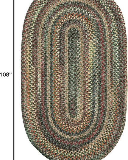 Capel American Heritage Green Multi 7'0"X9'0" Oval Braided Rug