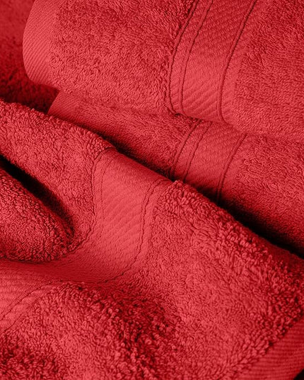 Superior Egyptian Cotton Pile 6 Piece Towel Set, Includes 2 Bath, 2 Hand, 2 Face Towels/Washcloths, Ultra Soft Luxury Towels, Thick Plush Essentials, Guest Bath, Spa, Hotel Bathroom, Red