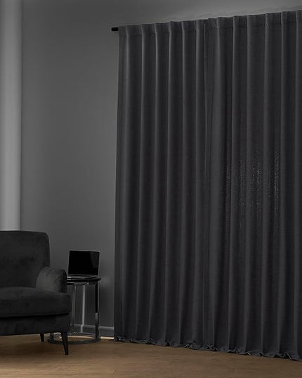 HPD Half Price Drapes Bellino Room Darkening Curtains 96 Inches Long Curtains for Bedroom & Living Room (1 Panel), 50W x 96L, Armour Grey