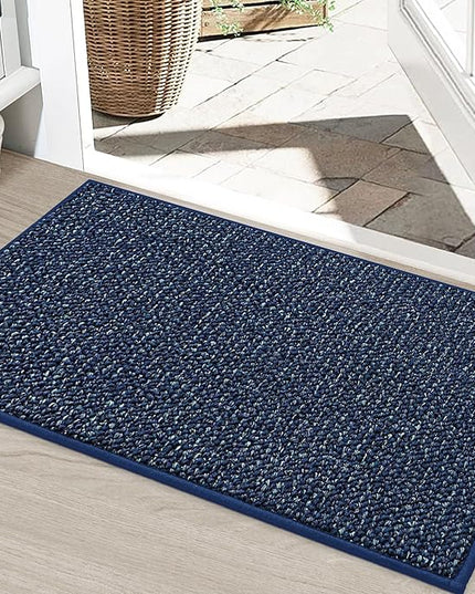 BEQHAUSE Dirt Trapper Door Mat 24" x 36", Non-Slip Washable Doormats Entrance Mat, Dirt Resistant and Absorbent Welcome Mat, Low Profile Floor Mats for Front Back Door and Entryway, Blue