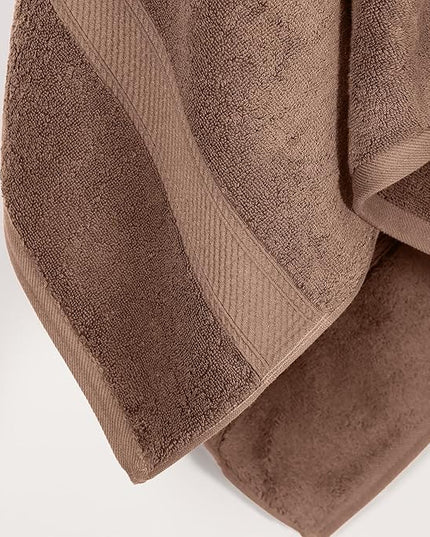 Superior Egyptian Cotton Pile Bath Towel Set of 2, Ultra Soft Luxury Towels, Thick Plush Essentials, Absorbent Heavyweight, Guest Bath, Hotel, Spa, Home Bathroom, Shower Basics, Chocolate