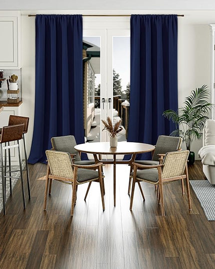 BGment Navy Blue Blackout Curtains for Living Room 108 Inch Long 2 Panels Set, 100% Light Blocking Room Darkening Thermal Insulated Rod Pocket Long Curtains for Bedroom, Each Panel 52 Wide