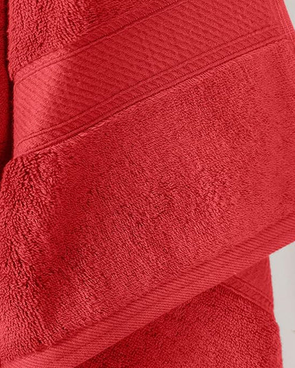 Superior Egyptian Cotton Pile Bath Towel Set of 2, Ultra Soft Luxury Towels, Thick Plush Essentials, Absorbent Heavyweight, Guest Bath, Hotel, Spa, Home Bathroom, Shower Basics, Red