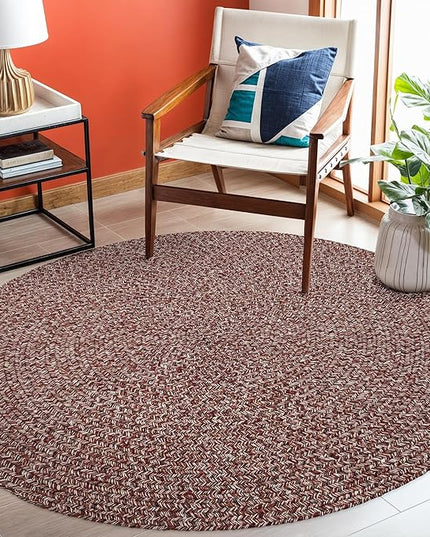 Seasons SE75 Summer Red 6' x 6' Round - Braided Area Rug, Home Decor, Floor Mat or Bedroom Rug - Easy Care, Ideal for High Traffic Areas in Hallway and Living Room - Made in USA