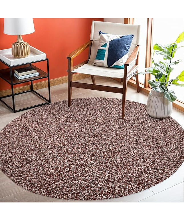 Seasons SE75 Summer Red 4' x 4' Round - Braided Area Rug, Home Decor, Floor Mat or Bedroom Rug - Easy Care, Ideal for High Traffic Areas in Hallway and Living Room - Made in USA