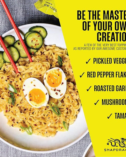 Snapdragon Saucy Instant Noodles with Cheezy Umami, Savory Slurpable Sauce - Quick Meal, Snack, and Lunch. 4-Pack Microwave Noodles for Cup, Bowl, Cheddar Cheese Ramen or Asian Stir Fry