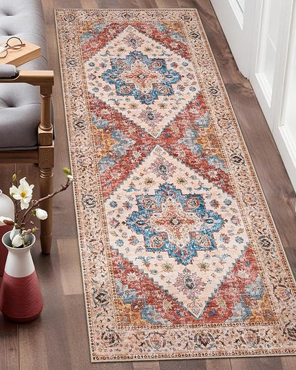 Ciicool Washable Runner Rug Non Slip, 2'x6' Hallway Rug Vintage Kitchen Rugs Carpet for Bedroom Laundry Bathroom Decor
