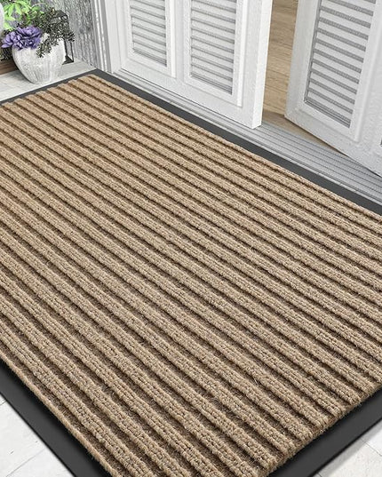 Yimobra Front Door Mat Outdoor Indoor Entrance, 100% Waterproof All-Season All Weather Doormat, Welcome Matt Outside Entry, Non Slip, Low Profile, Heavy Duty Patio Porch Floor Mats,47 x 32,Khaki