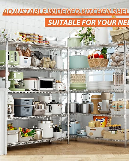 Storage Shelves Heavy Duty, 48" L x 20" W x 72" H Garage Wire Shelving Unit Loads 2000LBS, 5-Tier Adjustable Metal Industrial Utility Shelf Rack for Kitchen, Laundry Room, Pantry, Warehouse, Basement