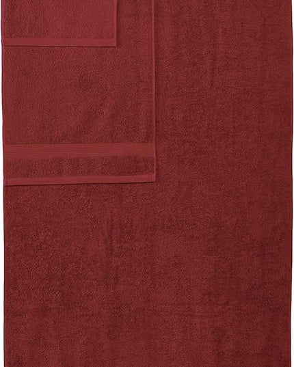 Amazon Basics Soft Bath Towels set , Absorbent Fade Resistant 100% Cotton washcloths 6 Pieces (12" x 12"), Perfect face towels, fingertip towels, Crimson