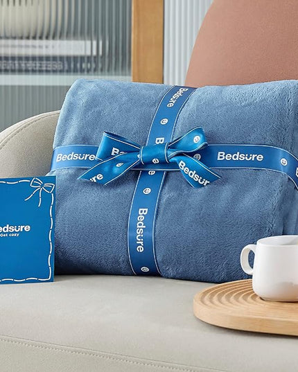 Bedsure GentleSoft Fleece Blankets King Size Washed Blue - Bed Blanket Soft Lightweight Plush Cozy Fuzzy Luxury Microfiber, 108x90 inches