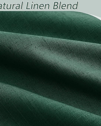 Guken Dark Green Blackout Curtains 100 Inch Length 2 Panels Set for Living Room Bedroom Back Tab Thermal Insulated 100% Black Out Linen Drapes Christmas Decor 52x100 Long