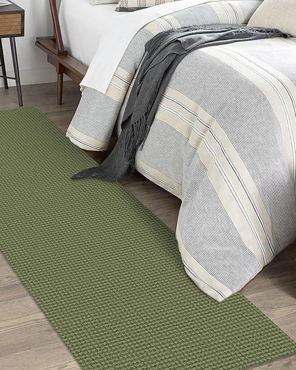 KOZYFLY Runners for Hallways 2x7 ft Washable Kitchen Runner Non Slip Rubber Backed Hall Runners Cotton Entryway Runner Rugs Floor Carpet for Indoor Backdoor Bedroom Kitchen, Bright Green/Earthy Green