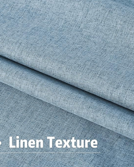 DUALIFE Full Blackout Slate Blue Curtains 63 Inch Long Linen Textured Curtains Thermal Insulated Heat Blocking Noise Reducing Vintage Drapes for Nursery Bedroom Rod Pocket&Back Tab 2 Panels 50W x 63L