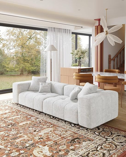 JACH 2 Seater Sofas Sectional Couches, Modern Love Seat Office Couch, Loveseat Modular Couch, Cozy Sleeper Sofa for Apartment, Bedroom, Living Room (Linen Fabric, White)