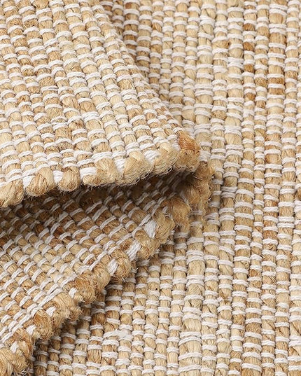 REDEARTH · Jute Cotton Area Rug, Sustainable Handwoven, Non-Shedding, Soft & Durable – Reversible, Neutral Tones for Home Décor in Living Room, Dining Room, Bedroom (Arden Natural, 5'x8')
