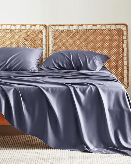Bedsure California King Sheet Sets, Cooling Sheets, Rayon Derived from Bamboo, Breathable & Soft, Deep Pocket Up to 16 Inches, Hotel Luxury Silky Bedding for Hot Sleepers, Dark Grey