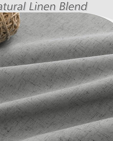 Guken 100% Blackout Linen Curtains 120 Inch Length 2 Panels Set for Living Room Bedroom Back Tab Thermal Insulated Black Out Linen Drapes Room Darkening Window Curtains,Dark Grey