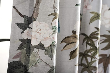 Maison d' Hermine Curtains for Living Room 100% Cotton 108 inch Length One Panel Light Filtering Curtains for Bedroom Windows with Rod and Loop Pockets Drapes (Hokuzai Green, 50" W x 108" L)