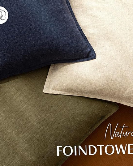 Foindtower Pack of 2, Decorative Linen Soild Throw Pillow Covers Soft Accent Cushion Case Boho Farmhouse Pillowcase for Chair Couch Sofa Bedroom Living Room Home Decor 16 x 16 Inch Olive Green