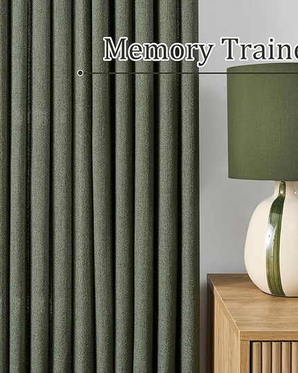 RAIN CITY Olive Green Curtains Pinch Pleated, Linen Sheer Curtain 84 Inches Long Privacy Light Filtering Bedroom Window Drapes with Hooks 2 Panels Set Boho Spring Home Decor 42x84 in