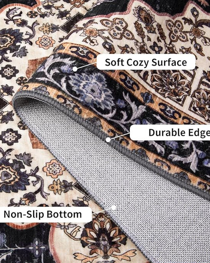 Ciicool Area Rug 5x7ft Washable Rugs for Living Room Non-Slip Indoor Rugs Large Low-Pile Mat Floor Carpet Vintage Rug for Bedroom Dinning Foyer Decor