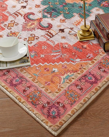 Ciicool Area Rug 5x7ft Washable Rugs for Living Room Non-Slip Indoor Rugs Large Low-Pile Mat Floor Carpet Vintage Rug for Bedroom Dinning Foyer Decor