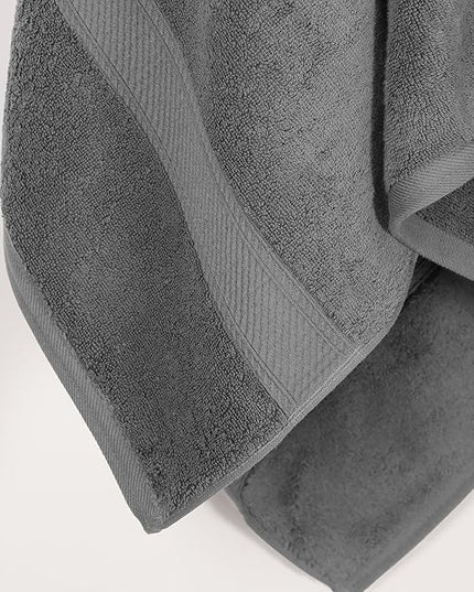 Superior Egyptian Cotton Pile Bath Towel Set of 2, Ultra Soft Luxury Towels, Thick Plush Essentials, Absorbent Heavyweight, Guest Bath, Hotel, Spa, Home Bathroom, Shower Basics, Charcoal