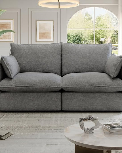 Cloud Modular Sectional Sofa, Waterproof Down Filled Sectional Sofa, High Backrest Loveseat Sectional Couches for Living Room, Modern Modular Couch with Removable Cover, Dark Gray