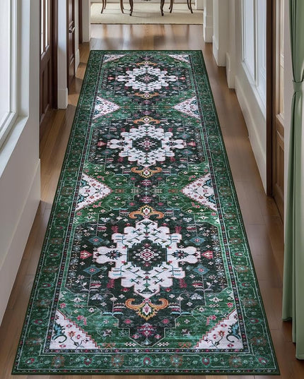 Ciicool Washable Runners Area Rug for Hallways, Ultra Soft 2'6 "x8' ft Boho Print Non-Slip Vintage Oriental Medallion Long Carpet for Kitchen Bedroom Laundry Bathroom