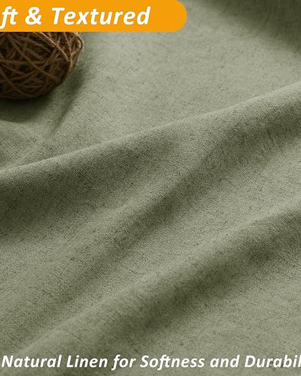 Naturoom Sage Green Linen Shower Curtain with Liner and Hooks Boho Farmhouse Shower Curtains for Bathroom Heavy Duty Textured Burlap Cloth Double Bath Curtains with See Through Top Window 72x72