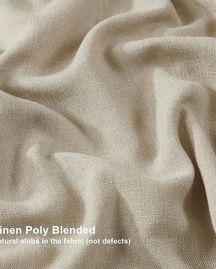 Vision Home Sand Pinch Pleated Full Blackout Curtains Linen Blended Room Darkening Window Curtains 90 inch for Living Room Bedroom Thermal Insulated Pinch Pleat Drapes with Hooks 1 Panel 60" Wx90 L