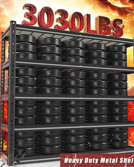 48" W Garage Shelving Heavy Duty,5-Tier Storage Shelves,3030LBS Adjustable Metal Shelving Units for Basement, Kitchen,Commercial,Warehouse,Pantry, 48" W x 72" H x 24" D