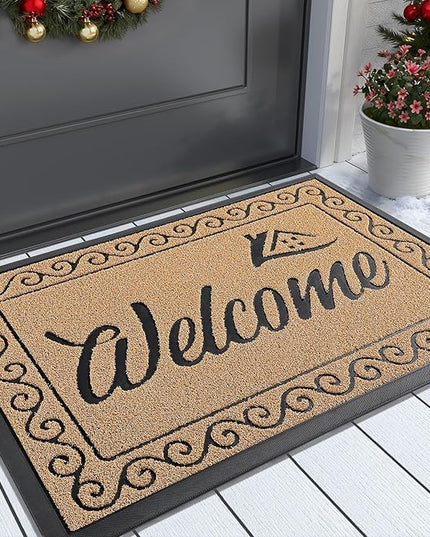 Yimobra Welcome Front Door Mat, Heavy Duty Easy Clean Doormat Indoor Outdoor, Waterproof Quick Dry Floor Mat for Home, Garage, Hign Traffic Areas, Non Slip, Low Profile, 29.5X17 Inches, Yellow